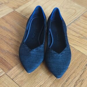 Rothy's Black and Grey Stripe Point Flats